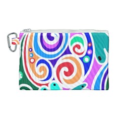 Crazy Pop Art - Doodle Circles   Canvas Cosmetic Bag (large) by ConteMonfrey