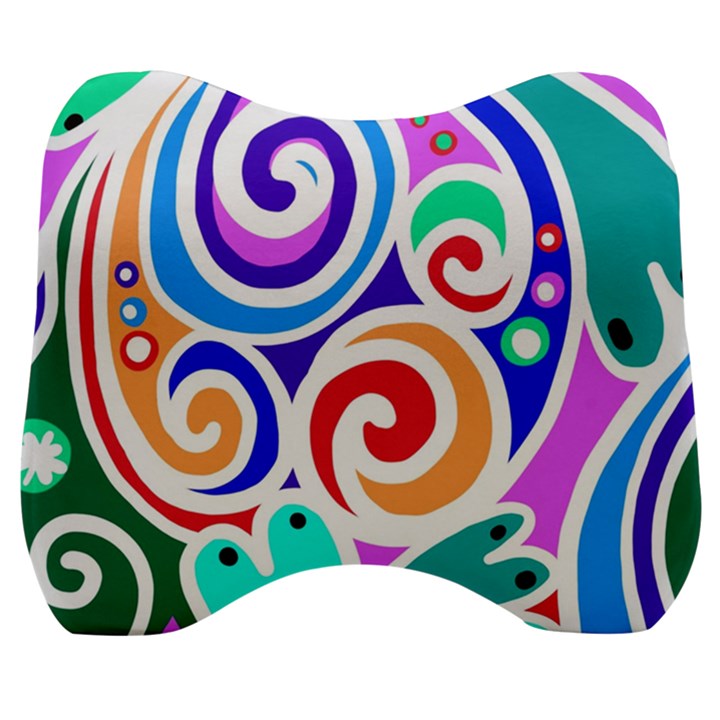 Crazy Pop Art - Doodle Circles   Velour Head Support Cushion