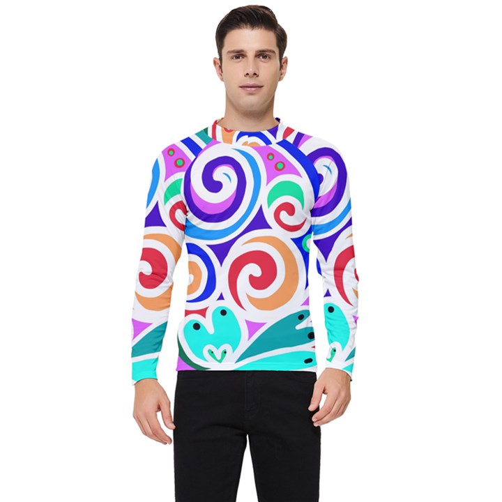 Crazy Pop Art - Doodle Circles   Men s Long Sleeve Rash Guard