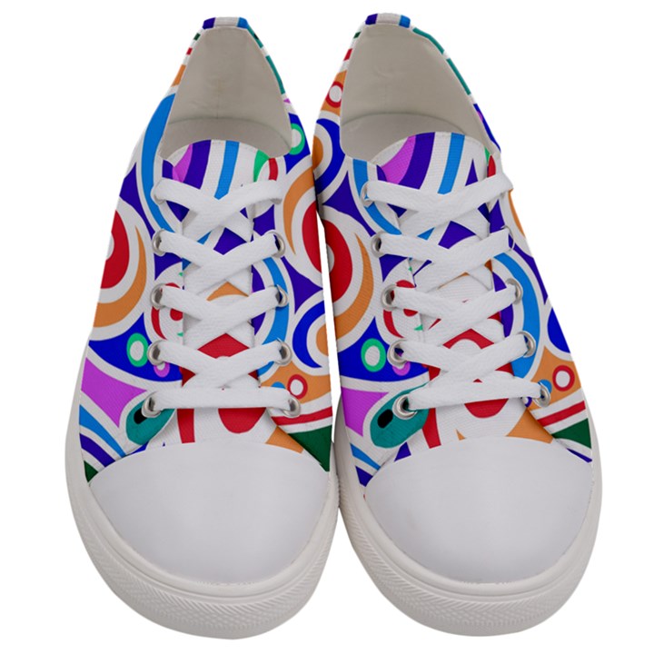 Crazy Pop Art - Doodle Circles   Men s Low Top Canvas Sneakers