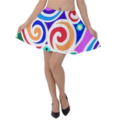 Crazy Pop Art - Doodle Circles   Velvet Skater Skirt