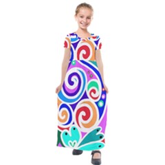 Crazy Pop Art - Doodle Circles   Kids  Short Sleeve Maxi Dress by ConteMonfrey