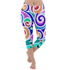 Crazy Pop Art - Doodle Circles   Lightweight Velour Capri Yoga Leggings by ConteMonfrey