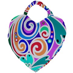 Crazy Pop Art - Doodle Circles   Giant Heart Shaped Tote by ConteMonfrey