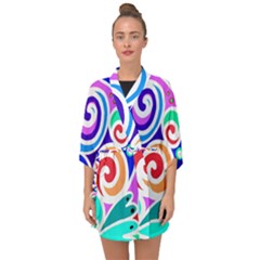 Crazy Pop Art - Doodle Circles   Half Sleeve Chiffon Kimono by ConteMonfrey