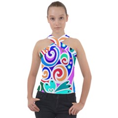 Crazy Pop Art - Doodle Circles   Cross Neck Velour Top by ConteMonfrey