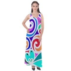 Crazy Pop Art - Doodle Circles   Sleeveless Velour Maxi Dress by ConteMonfrey