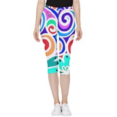 Crazy Pop Art - Doodle Circles   Inside Out Lightweight Velour Capri Leggings  by ConteMonfrey