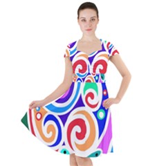 Crazy Pop Art - Doodle Circles   Cap Sleeve Midi Dress by ConteMonfrey