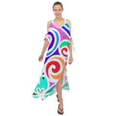 Crazy Pop Art - Doodle Circles   Maxi Chiffon Cover Up Dress by ConteMonfrey