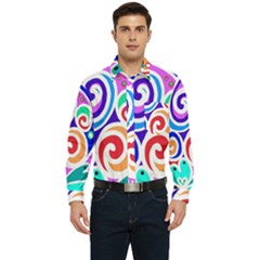 Crazy Pop Art - Doodle Circles   Men s Long Sleeve Pocket Shirt  by ConteMonfrey