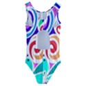 Crazy Pop Art - Doodle Circles   Kids  Cut-Out Back One Piece Swimsuit View2