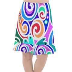 Crazy Pop Art - Doodle Circles   Fishtail Chiffon Skirt by ConteMonfrey