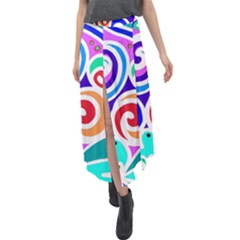 Crazy Pop Art - Doodle Circles   Velour Split Maxi Skirt by ConteMonfrey