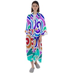 Crazy Pop Art - Doodle Circles   Maxi Satin Kimono by ConteMonfrey