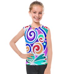 Crazy Pop Art - Doodle Circles   Kids  Mesh Tank Top by ConteMonfrey