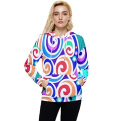 Crazy Pop Art - Doodle Circles   Women s Lightweight Drawstring Hoodie