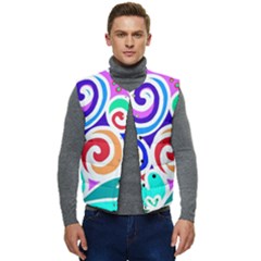 Crazy Pop Art - Doodle Circles   Men s Short Button Up Puffer Vest	 by ConteMonfrey