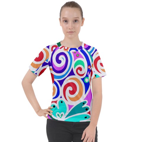 Crazy Pop Art - Doodle Circles   Women s Sport Raglan Tee by ConteMonfrey