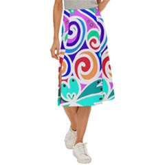 Crazy Pop Art - Doodle Circles   Midi Panel Skirt by ConteMonfrey