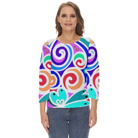 Crazy Pop Art - Doodle Circles   Cut Out Wide Sleeve Top by ConteMonfrey