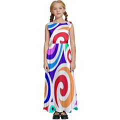 Crazy Pop Art - Doodle Circles   Kids  Satin Sleeveless Maxi Dress by ConteMonfrey