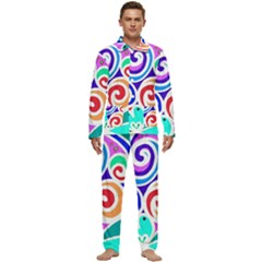 Crazy Pop Art - Doodle Circles   Men s Long Sleeve Velvet Pocket Pajamas Set by ConteMonfrey