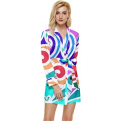 Crazy Pop Art - Doodle Circles   Long Sleeve Satin Robe by ConteMonfrey