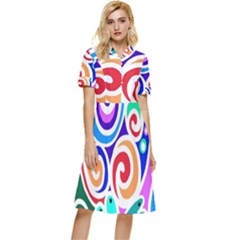 Crazy Pop Art - Doodle Circles   Button Top Knee Length Dress by ConteMonfrey