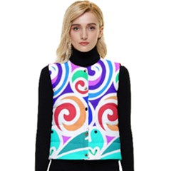 Crazy Pop Art - Doodle Circles   Women s Short Button Up Puffer Vest by ConteMonfrey