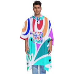 Crazy Pop Art - Doodle Circles   Men s Hooded Rain Ponchos