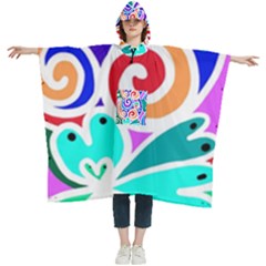 Crazy Pop Art - Doodle Circles   Women s Hooded Rain Ponchos