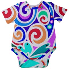 Crazy Pop Art - Doodle Circles   Baby Short Sleeve Bodysuit by ConteMonfrey