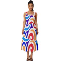 Crazy Pop Art - Doodle Circles   Square Neckline Tiered Midi Dress by ConteMonfrey