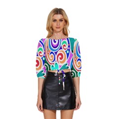 Crazy Pop Art - Doodle Circles   Mid Sleeve Drawstring Hem Top by ConteMonfrey