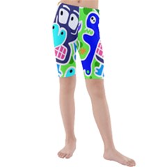 Crazy Pop Art - Doodle Skulls  Kids  Mid Length Swim Shorts by ConteMonfrey