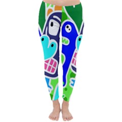 Crazy Pop Art - Doodle Skulls  Classic Winter Leggings by ConteMonfrey