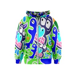 Crazy Pop Art - Doodle Skulls  Kids  Zipper Hoodie by ConteMonfrey