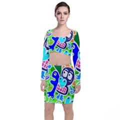 Crazy Pop Art - Doodle Skulls  Top And Skirt Sets by ConteMonfrey