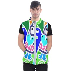 Crazy Pop Art - Doodle Skulls  Men s Puffer Vest