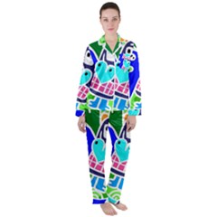 Crazy Pop Art - Doodle Skulls  Women s Long Sleeve Satin Pajamas Set	 by ConteMonfrey