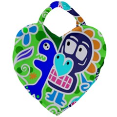 Crazy Pop Art - Doodle Skulls  Giant Heart Shaped Tote by ConteMonfrey