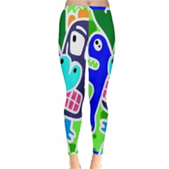 Crazy Pop Art - Doodle Skulls  Inside Out Leggings by ConteMonfrey