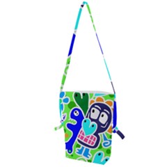 Crazy Pop Art - Doodle Skulls  Folding Shoulder Bag by ConteMonfrey