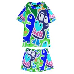 Crazy Pop Art - Doodle Skulls  Kids  Swim Tee And Shorts Set by ConteMonfrey