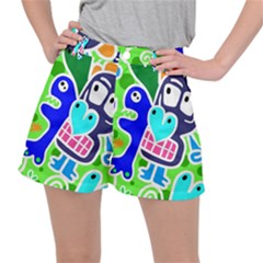 Crazy Pop Art - Doodle Skulls  Women s Ripstop Shorts by ConteMonfrey