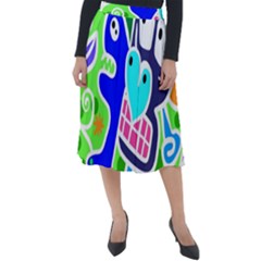 Crazy Pop Art - Doodle Skulls  Classic Velour Midi Skirt  by ConteMonfrey