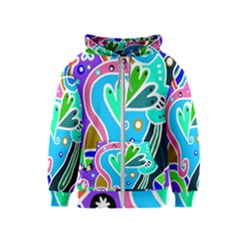 Crazy Pop Art - Doodle Hearts   Kids  Zipper Hoodie by ConteMonfrey