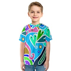 Crazy Pop Art - Doodle Hearts   Kids  Sport Mesh Tee