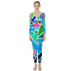 Crazy Pop Art - Doodle Hearts   Long Sleeve Catsuit by ConteMonfrey